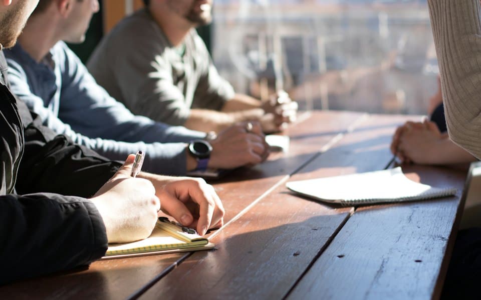 Business team discussing a project in a meeting