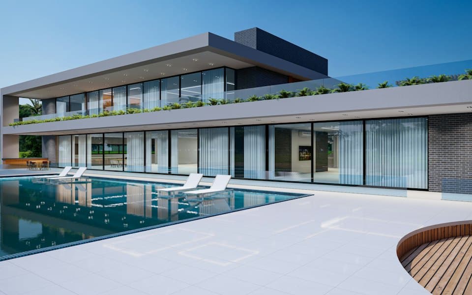 Modern home with a swimming pool