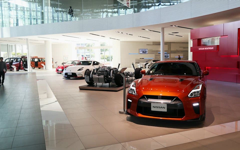 Car showroom with new cars